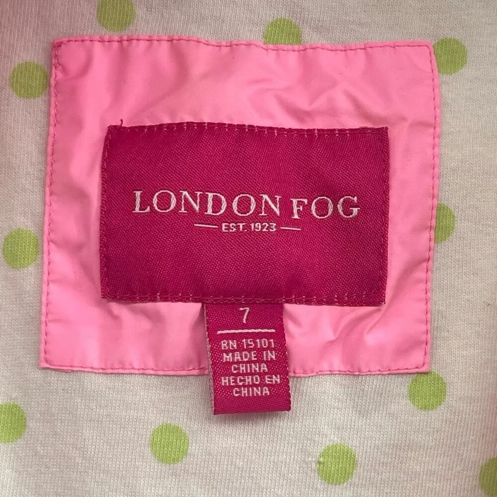 London Fog Girls Pink Hooded Packable Lightweight Water Resistant Jacket Size 7